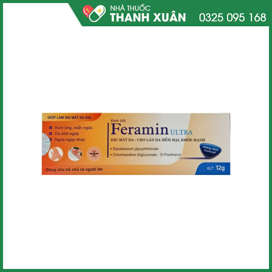 Feramin Ultra kem bôi ngoài da giúp hỗ trợ giảm kích ứng, mẩn ngứa, mờ thâm da